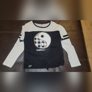 Justice Black and White Long Sleeve Tee
